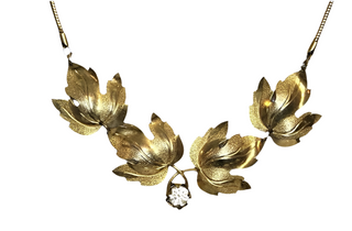 Vintage Forstner 12k Gold Filled Leaf Pendant Necklace