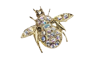 Gold Toned Rhinestone Bee Brooch