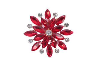 Red and Chrystal White Rhinestone Brooch