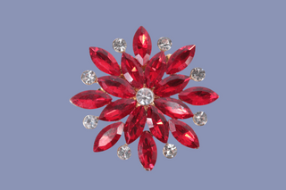 Red and Chrystal White Rhinestone Brooch