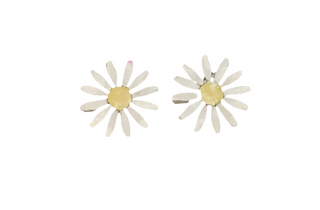 Daisy Flower Vintage Enameled Clip Earrings